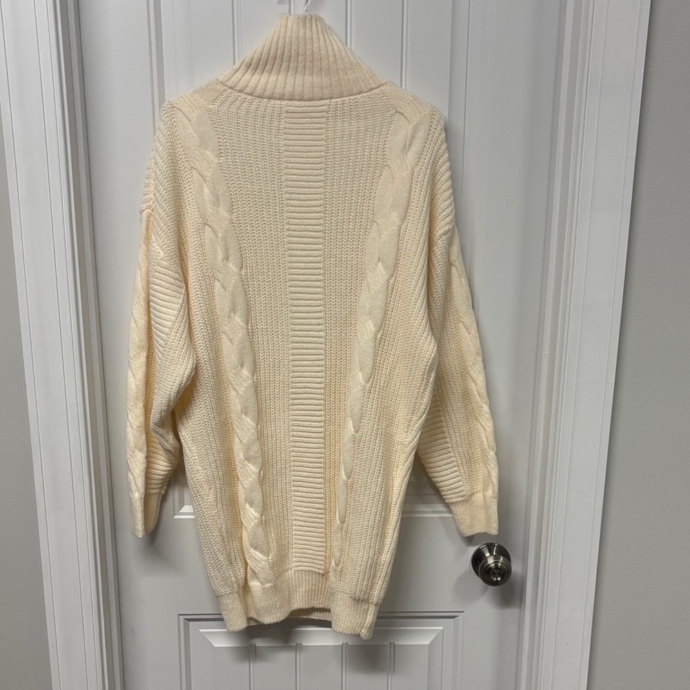 SHEIN Cream Turtle Neck Cable Knit Sweater